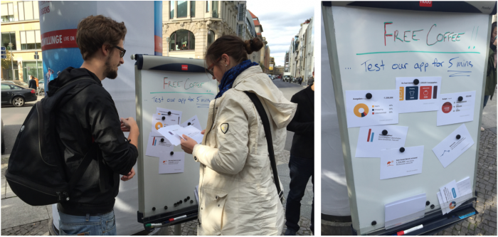 team conducting guerrilla test on the street