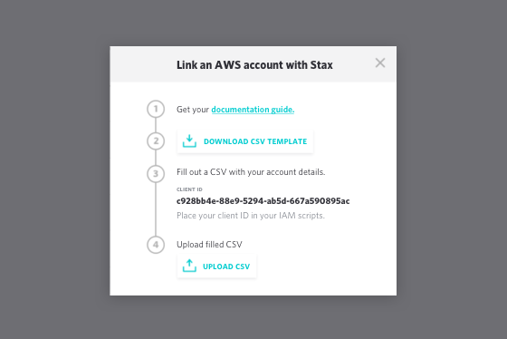 image of a modal with instructions to link an AWS account